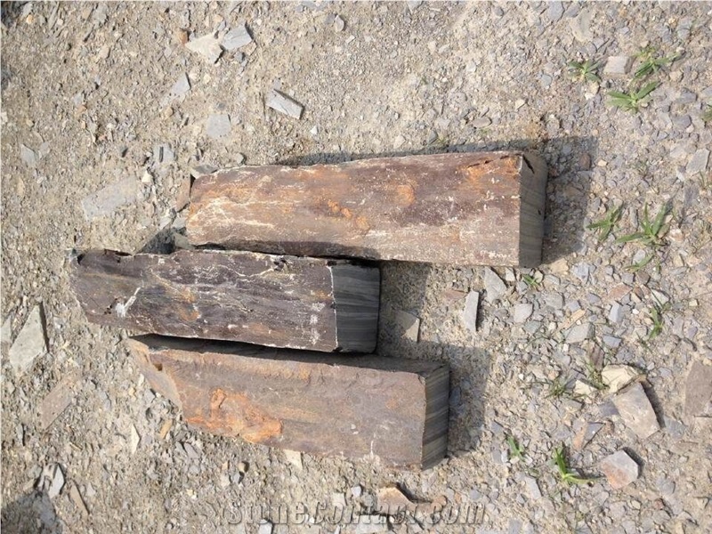 Fargo Multicolor Slate Loose Ledge Stone, Rust Slate Strips Stone, Rusty Slate Brick Stacked Stone, Multicolor Slate Loose Stacked Stone, Loose Fieldstone, Loose Wall Cladding Stone