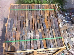 Fargo Multicolor Slate Loose Ledge Stone, Rust Slate Strips Stone, Rusty Slate Brick Stacked Stone, Multicolor Slate Loose Stacked Stone, Loose Fieldstone, Loose Wall Cladding Stone