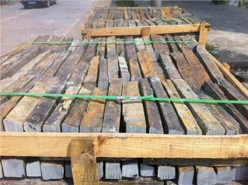 Fargo Multicolor Slate Loose Ledge Stone, Rust Slate Strips Stone, Rusty Slate Brick Stacked Stone, Multicolor Slate Loose Stacked Stone, Loose Fieldstone, Loose Wall Cladding Stone
