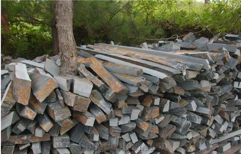 Fargo Multicolor Slate Loose Ledge Stone, Rust Slate Strips Stone, Rusty Slate Brick Stacked Stone, Multicolor Slate Loose Stacked Stone, Loose Fieldstone, Loose Wall Cladding Stone