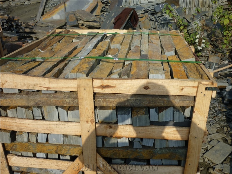 Fargo Multicolor Slate Loose Ledge Stone, Rust Slate Strips Stone, Rusty Slate Brick Stacked Stone, Multicolor Slate Loose Stacked Stone, Loose Fieldstone, Loose Wall Cladding Stone