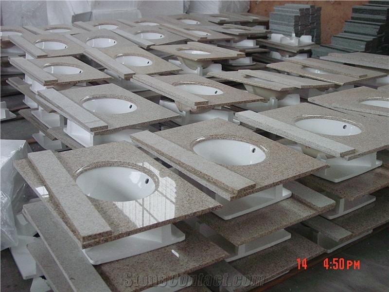 G682 Yellow Granite Top,Chinese Yellow Granite Bathroom Top/Rustic Yellow Grainte Top,Padang Giallo Granite Bathroom Vanity Top