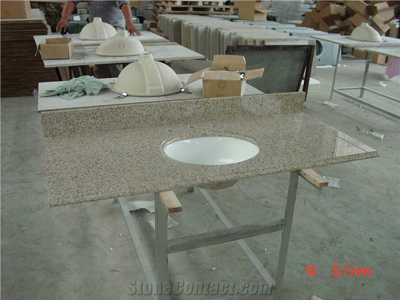 G682 Yellow Granite Top,Chinese Yellow Granite Bathroom Top/Rustic Yellow Grainte Top,Padang Giallo Granite Bathroom Vanity Top