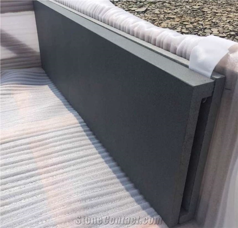 Hainan Black Basalt Swimming Pool Coping / Honed Basalt Swimming Pool Borders / Rebated Copers / Bullnose / Square Edge