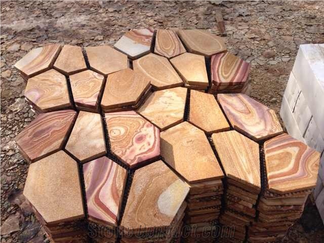 Pink Sand Slate Flagstone,Irregular Flagstone,Flagstone Wall Cladding