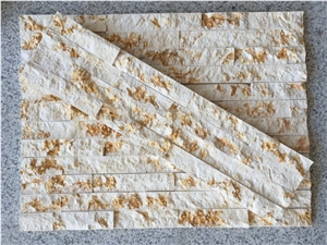 Yellow Marble Split Face Wall Cladding Panel, Cultured Stone, Ledge Stone