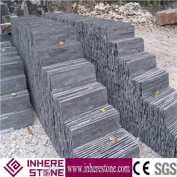 Decorative Wall Black Slate Natural Culture Stone,Wall Cladding Split Face Culture Stone