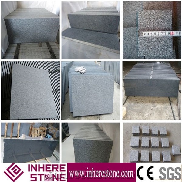 Exterior Floor G654 Flamed Brushed Granite Tile,Padanga Dunkel,Palladio Light,Pandang Dark,Pepperino Dark,Pingnan Sesame Black,Sesame Black,Sesame Black Of Changle Pingnan Grey Flamed Granite Tile