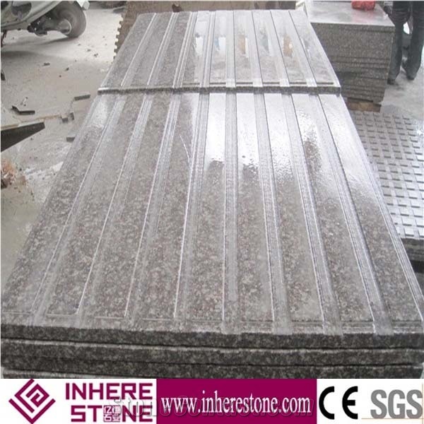 G664 Luoyuan Bainbrook Brown,Black Spots Brown Granite,Copper Brown,Fu Rose Granite Sidewalk Tile,Pink Color Blind Paving Stone