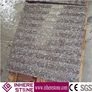 G664 Luoyuan Bainbrook Brown,Black Spots Brown Granite,Copper Brown,Fu Rose Granite Sidewalk Tile,Pink Color Blind Paving Stone