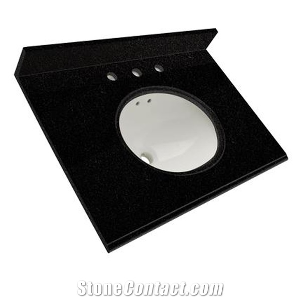 Granite Absolute Black Hotel Vanitytop with White Ceramic Sink