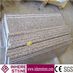 High Polished G562 Maple Red Granite Steps with One Long Edge Full Round, for Steps & Risers, Treads