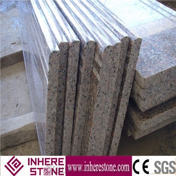 High Polished G562 Maple Red Granite Steps with One Long Edge Full Round, for Steps & Risers, Treads