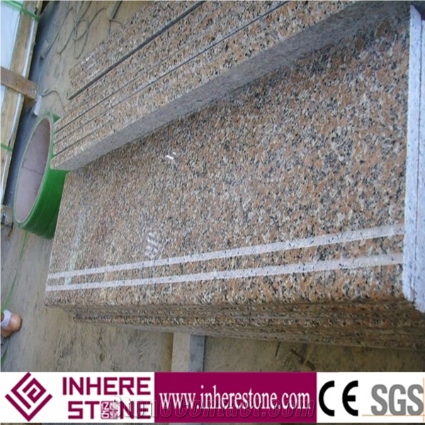 High Polished G562 Maple Red Granite Steps with One Long Edge Full Round, for Steps & Risers, Treads