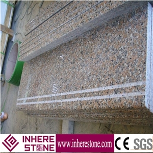 High Polished G562 Maple Red Granite Steps with One Long Edge Full Round, for Steps & Risers, Treads