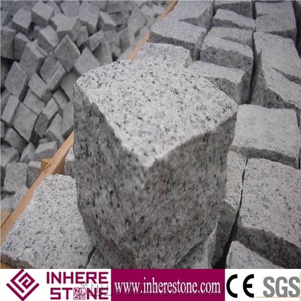 Hot Sale Gray Granite G602 Natural Split Cube Stone, China Grey Sardo,Mayflower Snow,Nanan Mayflower Snow,Nanan Snow Plum Cobble Stone Nature Face