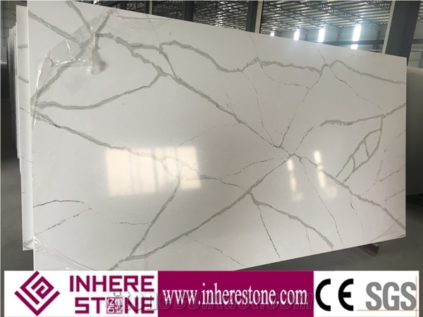 Hot Sale Manmade Cararra White Quartz Stone Tiles & Slabs Engineered Quartz Stone Solid Surfaces Polished Slabs