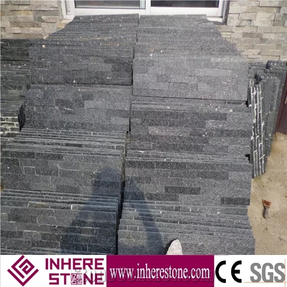 Natural Split Face Black Quartzite Cultured Stone for Wall Cladding, Black Culture Stone/Ledge Panel