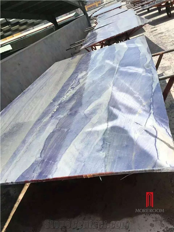 Azul Imperial Quartzite Tiles & Slabs, Blue Polished Quartzite Floor Covering Tiles