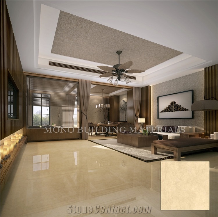 Chinese Shayan Beige Marble Look Polished Porcelain Tile