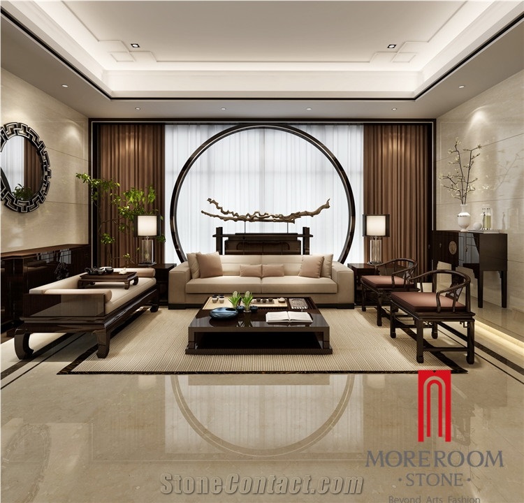Chinese Shayan Beige Marble Look Polished Porcelain Tile