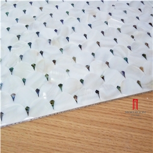 Master Bathroom Aluminum Honeycomb Laminated Wall Decorative Shell Mosaic Tile Mother Of Pearl