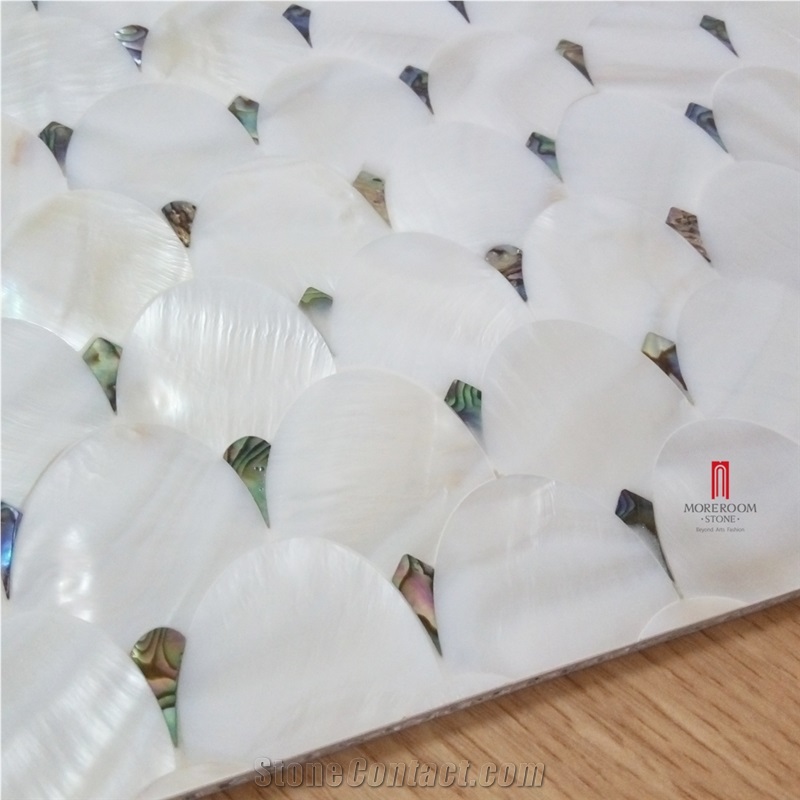 Master Bathroom Aluminum Honeycomb Laminated Wall Decorative Shell Mosaic Tile Mother Of Pearl