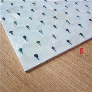 Master Bathroom Aluminum Honeycomb Laminated Wall Decorative Shell Mosaic Tile Mother Of Pearl