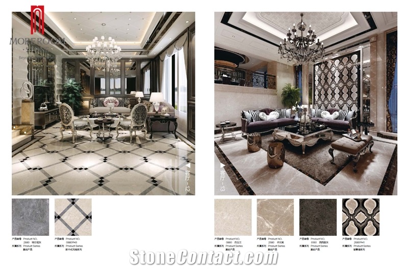 Non Slip Polished Water Jet Grey Porcelain Marble Floor Tiles 800x800