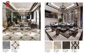 Non Slip Polished Water Jet Grey Porcelain Marble Floor Tiles 800x800