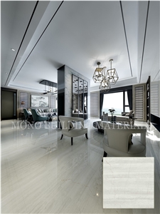 Polished 32x32" Wood Grain White Marble Porcelain Tiles