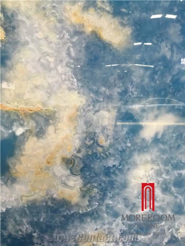 Polished Backlit Blue Onyx Stone Panel Slab Price