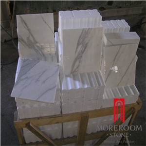 Polished Calacatta Ceramic Tile White Marble Look Flooring Design Made in China