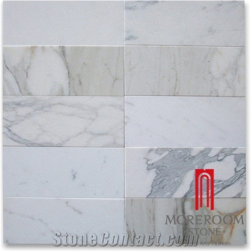 Polished Calacatta Ceramic Tile White Marble Look Flooring Design Made in China