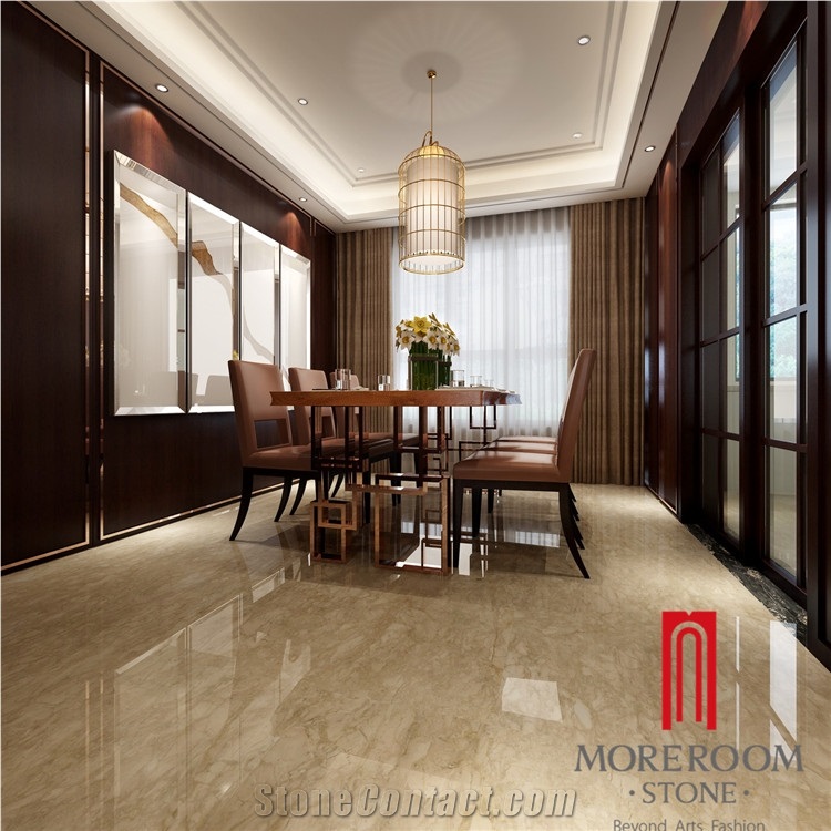 Roman Beige Travertine Marble Look Polished Porcelain Tiles 800x800