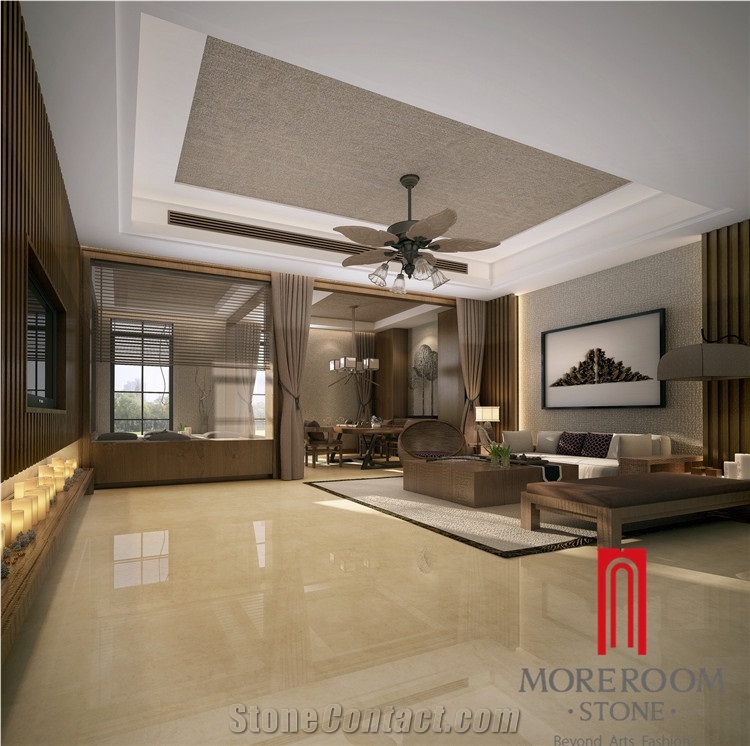 Roman Beige Travertine Marble Look Polished Porcelain Tiles 800x800