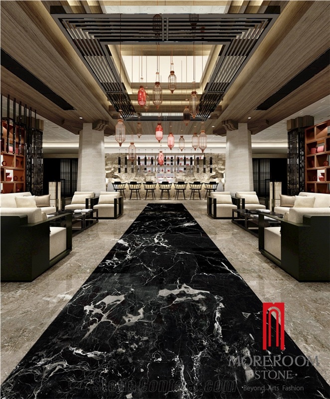 Tree Black Marble Look Porcelain Tiles Foshan Factory