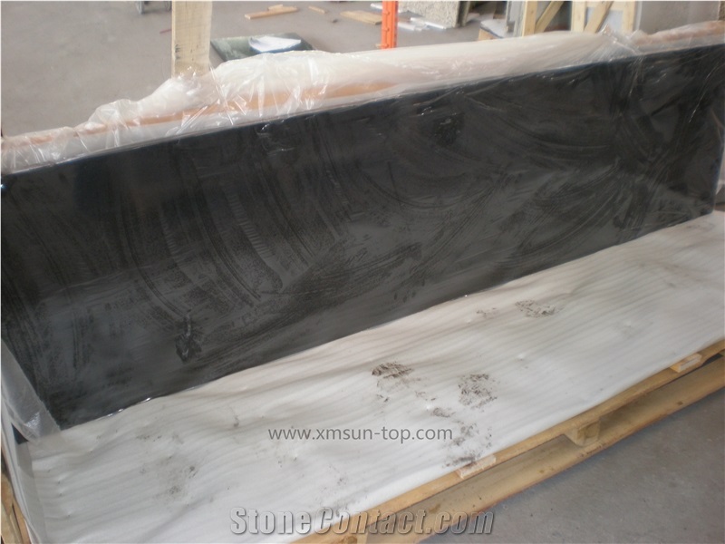 Absolute Black Granite Table Top &India Black Reception Counter/Dark Black Work Tops/Natural Stone Reception Desk/Solid Surface Table Tops/Square Table Tops/Interior Decoration