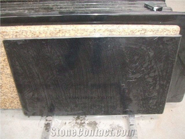 Absolute Black Granite Table Top &India Black Reception Counter/Dark Black Work Tops/Natural Stone Reception Desk/Solid Surface Table Tops/Square Table Tops/Interior Decoration