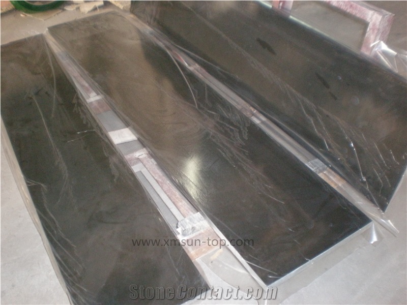 Absolute Black Granite Table Top &India Black Reception Counter/Dark Black Work Tops/Natural Stone Reception Desk/Solid Surface Table Tops/Square Table Tops/Interior Decoration