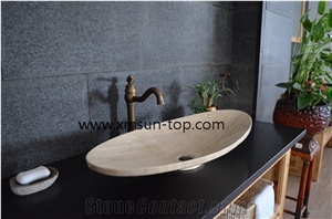 Beige Cream Travertine Basin, Polished Wash Basin,Beige Bowl Bathroom Sink,Beige Travertine Sinks,Basin for Hotel & Kitchen & Bathroom