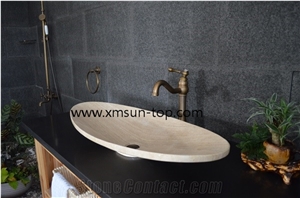 Beige Cream Travertine Basin, Polished Wash Basin,Beige Bowl Bathroom Sink,Beige Travertine Sinks,Basin for Hotel & Kitchen & Bathroom