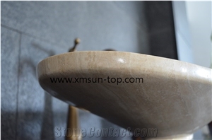 Beige Cream Travertine Basin, Polished Wash Basin,Beige Bowl Bathroom Sink,Beige Travertine Sinks,Basin for Hotel & Kitchen & Bathroom