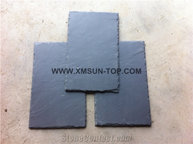 Black Slate Roofing Tile/ Chinese Slate Roofing Tiles/Dark Black Slate Roof Tiles/Square Roof Covering and Coating/Stone Roofing/Natural Stone/Exterior Decoration/Building Stone