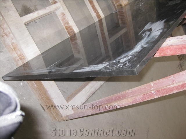 China Black Granite Bathroom Counter Top/ Dark Black Custom Vanity Tops/Natural Stone Bath Tops/Bathroom Solid Surface/Black Bathroom Vanity Tops with Round Sink Cut