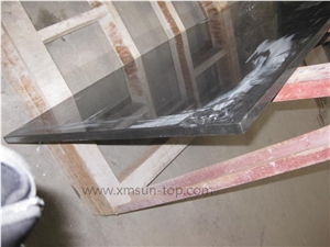 China Black Granite Bathroom Counter Top/ Dark Black Custom Vanity Tops/Natural Stone Bath Tops/Bathroom Solid Surface/Black Bathroom Vanity Tops with Round Sink Cut