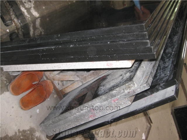 China Black Granite Bathroom Counter Top/ Dark Black Custom Vanity Tops/Natural Stone Bath Tops/Bathroom Solid Surface/Black Bathroom Vanity Tops with Round Sink Cut