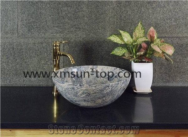 China Juparana Grey Granite Basins, Multicolour Grain Granite Kitchen Sinks & Bathroom Basins, Bowls Wash Basins, Vessel Sinks,Juparana China Grey Granite