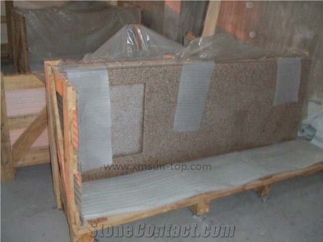 Chinese G682 Countertop, Golden Granite Kitchten Countertop, Sunset Gold Countertop, G682 Island Countertop, Rust Yellow Kitchen Bar Top