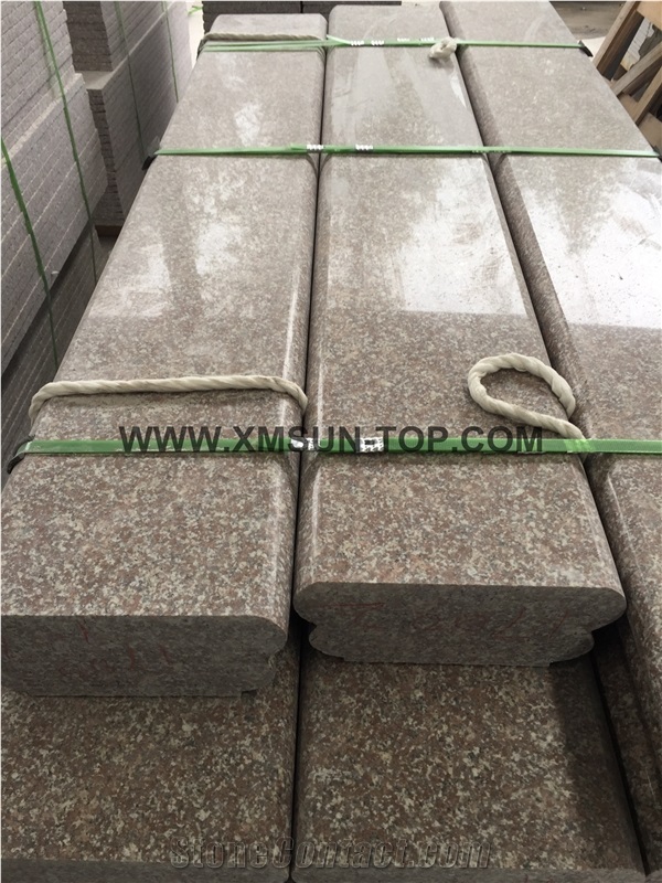 G664 Granite Staircase Rails Tops/Luna Pearl Granite Railing Tops/Black Spots Brown Granite Baluster Tops/Sunset Pink Granite Handrail Tops/Building Stone